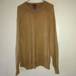 Born Sz XL Tan Camel Silk Cashmere Blend Pullover Crew Neck Lightweight Sweater